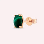 Rose Gold Single Earring with Oval Cut Malachite Stone