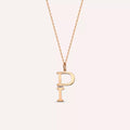 P Harf 0.02 CT Baget Pırlanta Taşlı Rose Altın Kolye