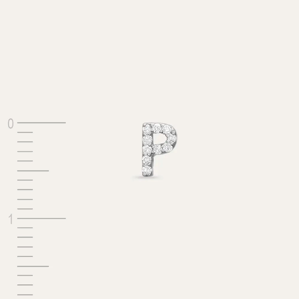 P Letter Diamond White Gold Piercing