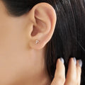 P Harf Pırlanta Taşlı Rose Altın Piercing