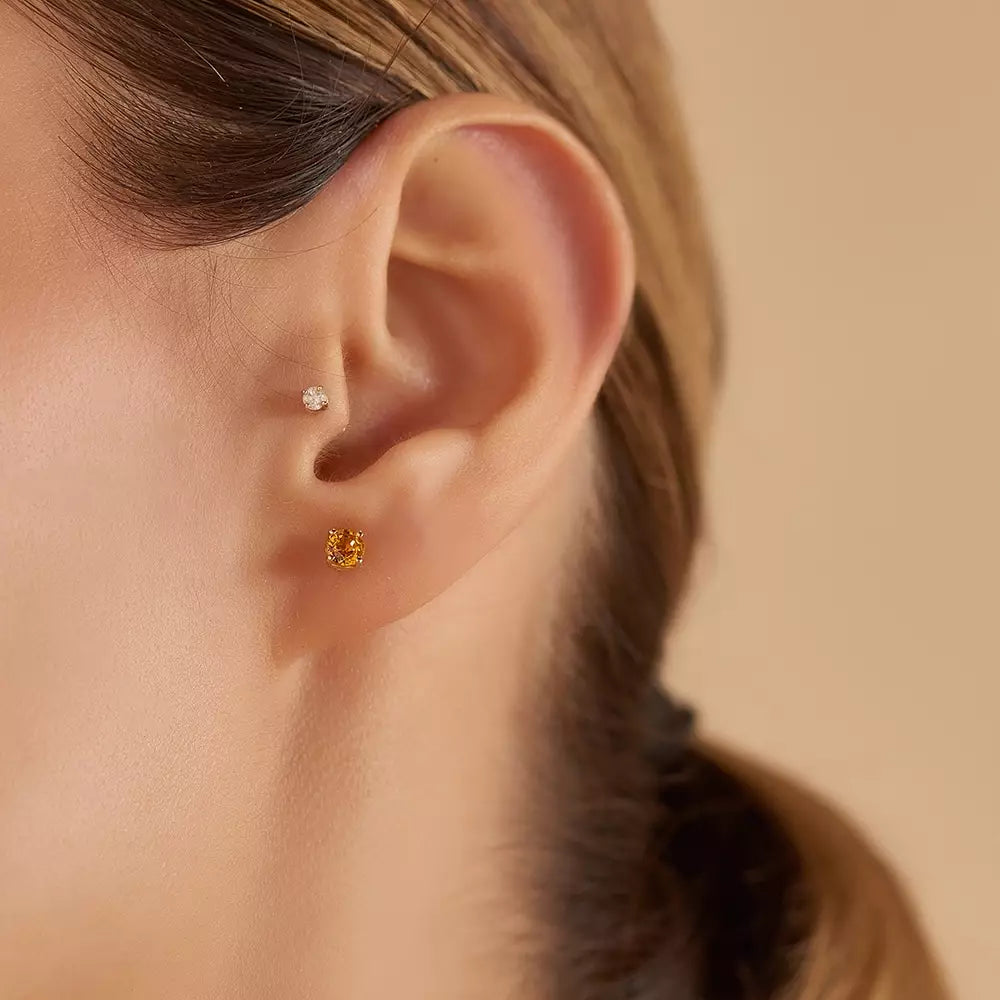 Paio 0.80 CT Yellow Sapphire Rose Gold Earrings