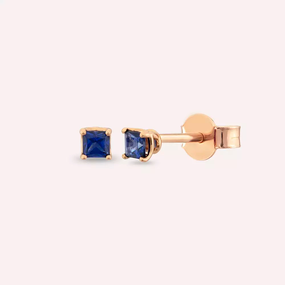 Paio Blue Sapphire Rose Gold Earrings
