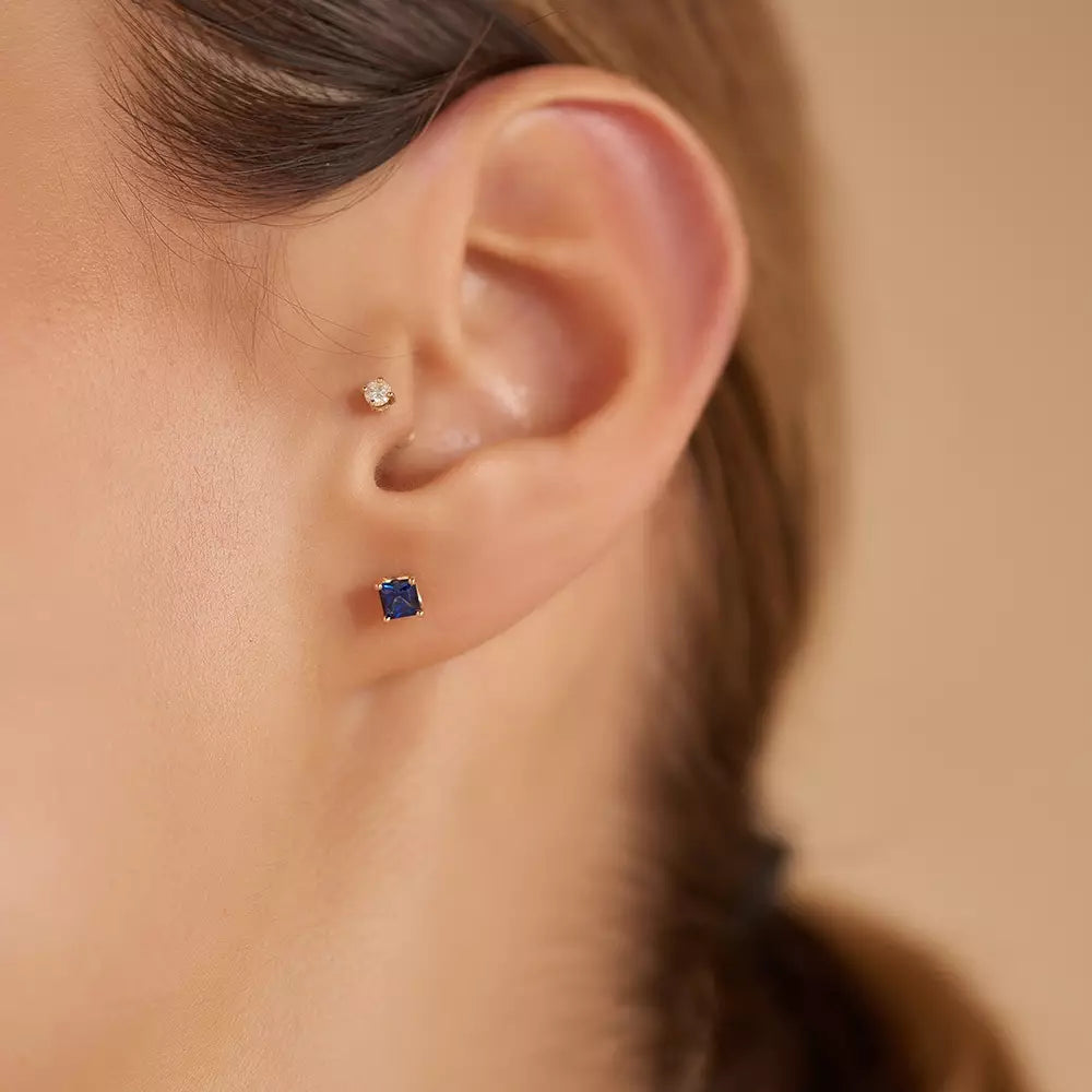 Paio Blue Sapphire Rose Gold Earrings