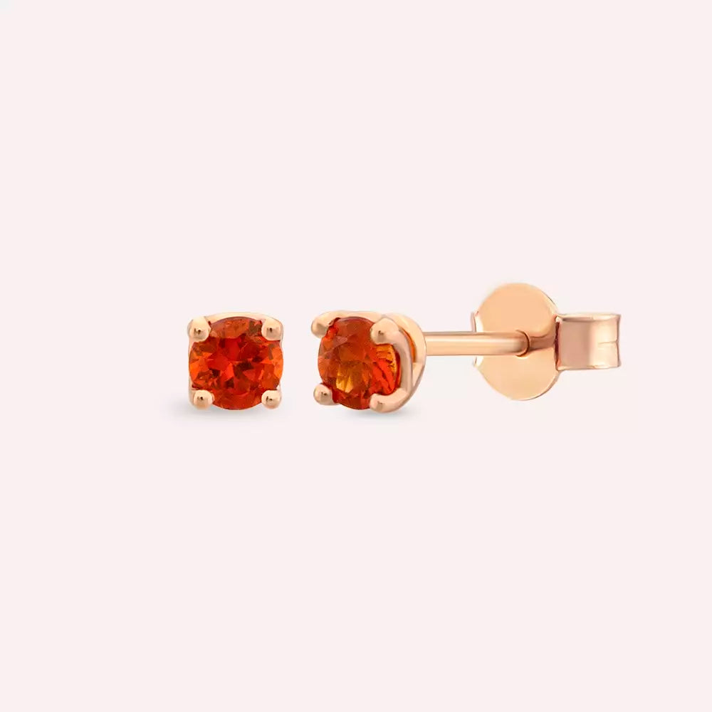 Paio Dark Orange Sapphire Rose Gold Earrings