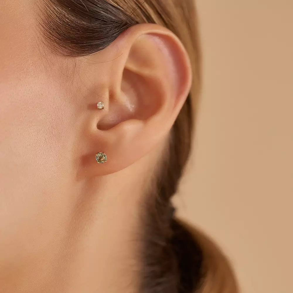 Paio Green Sapphire Rose Gold Earrings