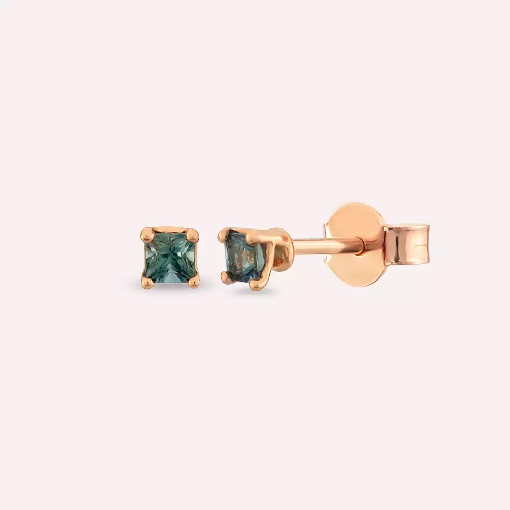 Paio Green Sapphire Rose Gold Earrings