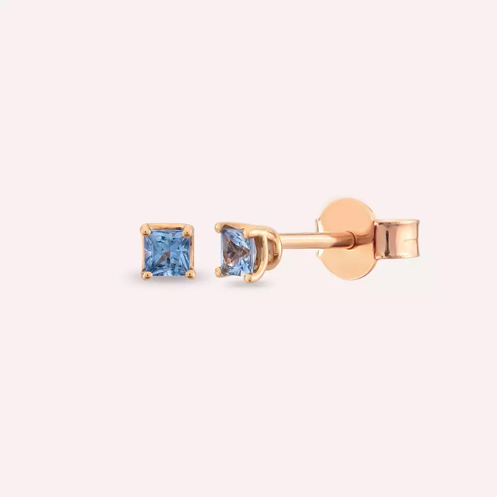 Paio Light Blue Sapphire Rose Gold Earrings