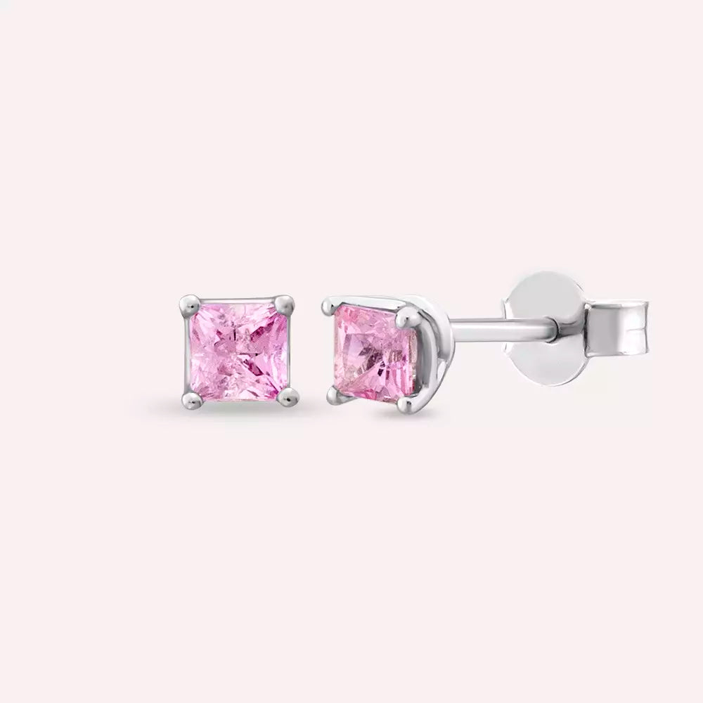 Paio Light Pink Sapphire White Gold Earrings