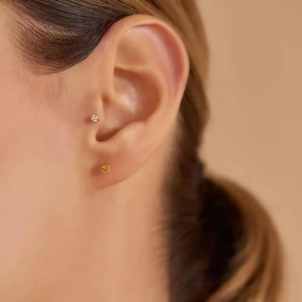 Paio Light Yellow Sapphire Rose Gold Earrings