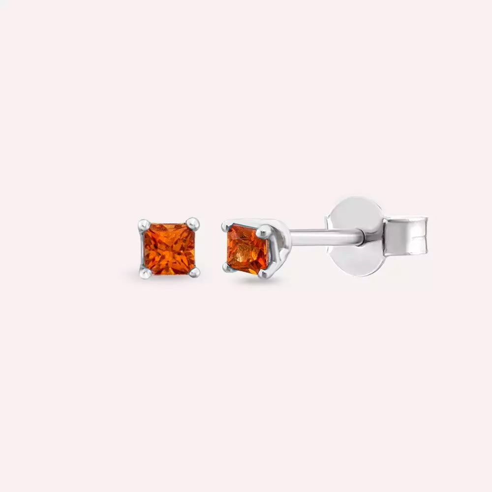 Paio Orange Sapphire White Gold Earrings