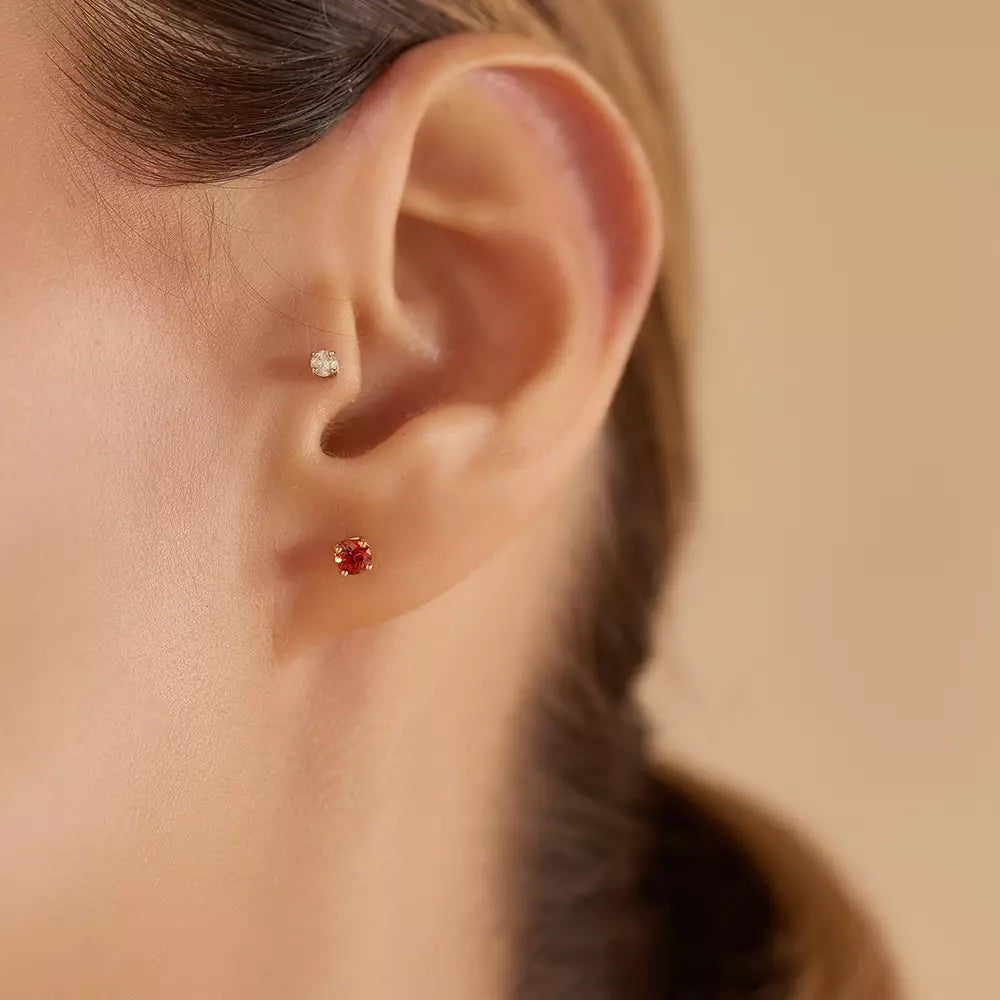 Paio Red Sapphire Rose Gold Earrings