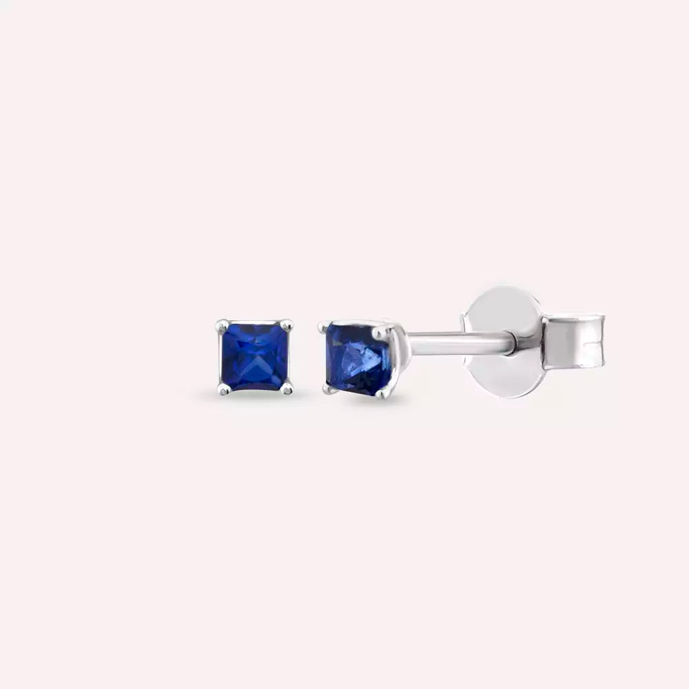 Paio Sapphire Studded White Gold Earrings
