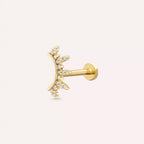 Pearl Pırlanta Taşlı Sarı Altın Piercing