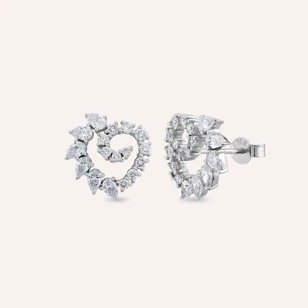 Boucle Pear-Cut Diamond White Gold Earrings