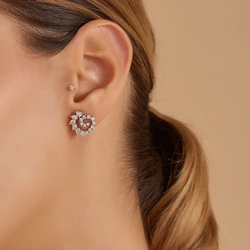 Boucle Pear-Cut Diamond White Gold Earrings