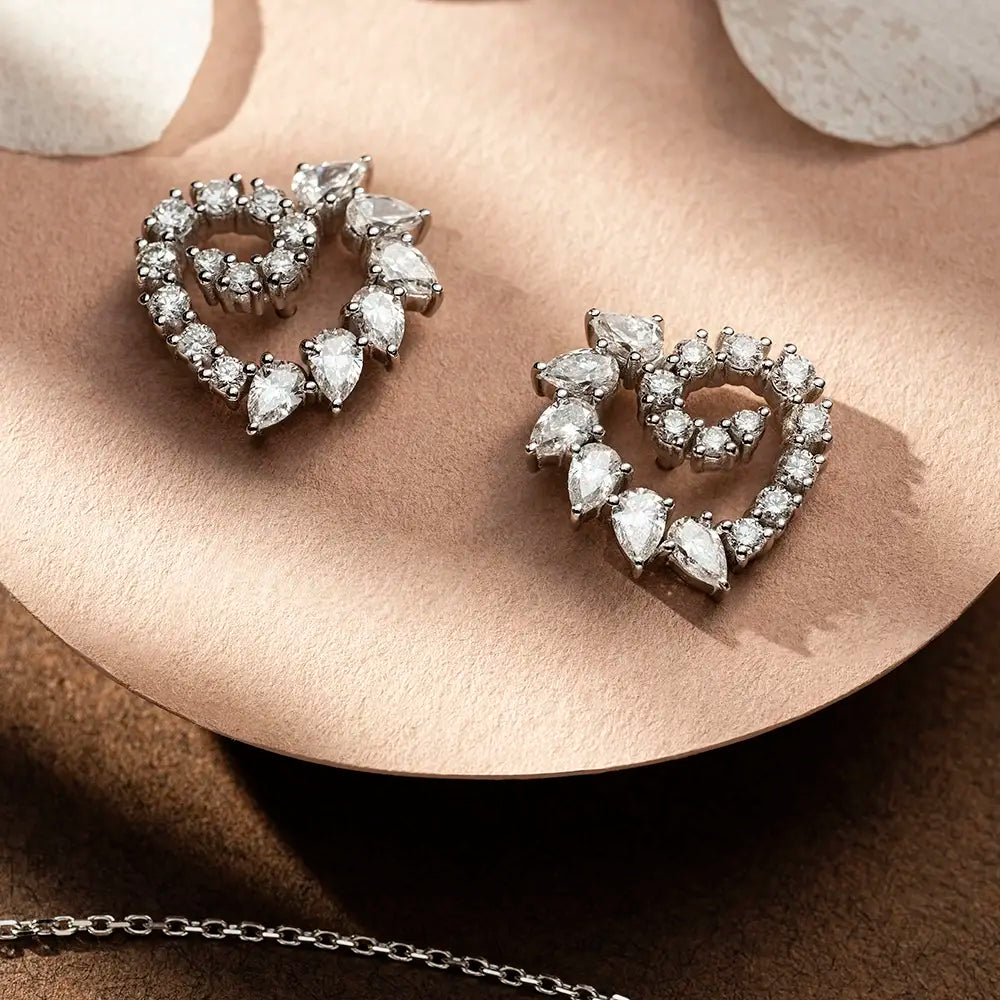 Boucle Pear-Cut Diamond White Gold Earrings