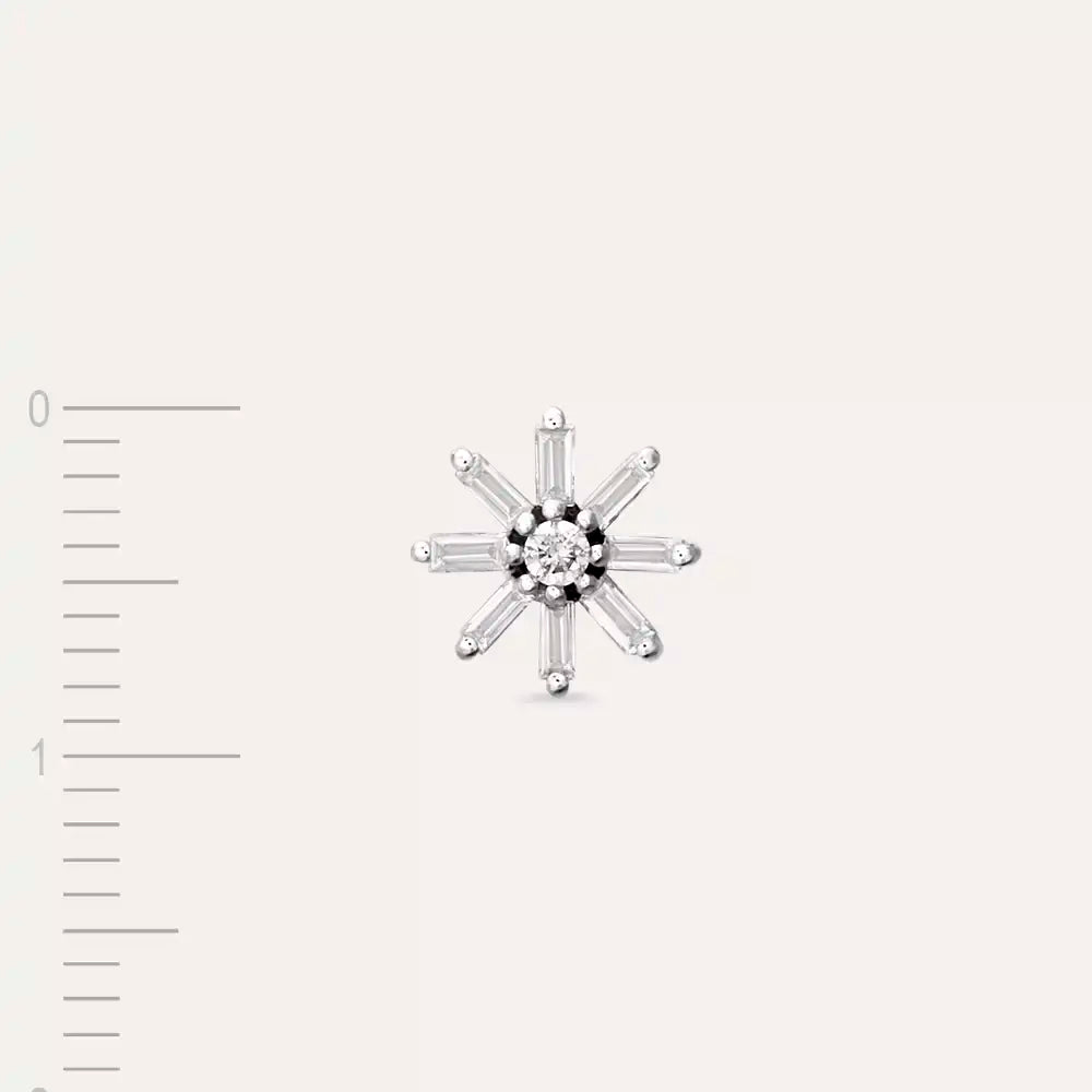 Daisy Diamond Studded White Gold Single Earring