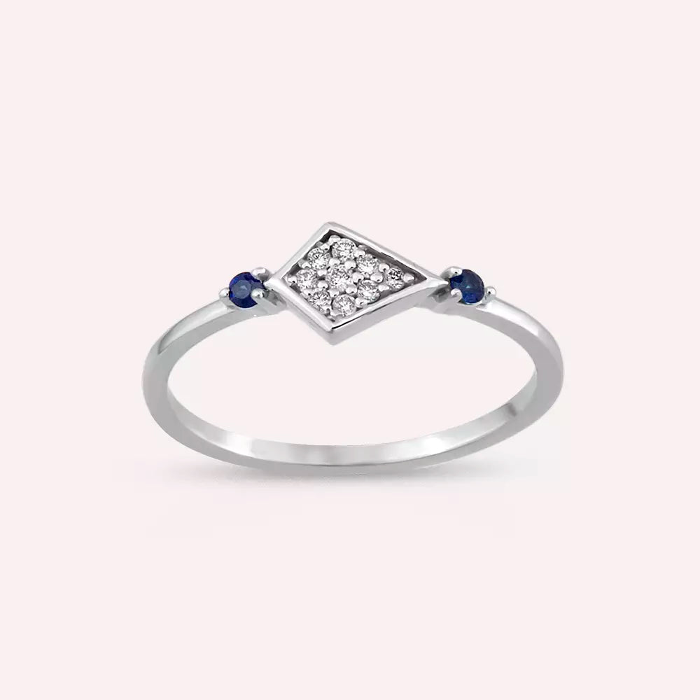 Prisma Sapphire and Diamond White Gold Ring