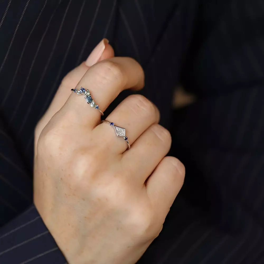 Prisma Sapphire and Diamond White Gold Ring