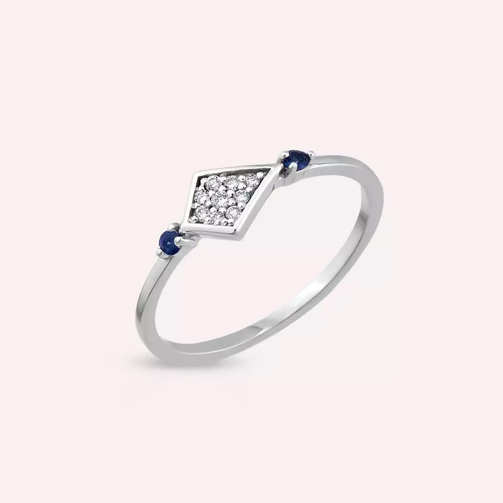 Prisma Sapphire and Diamond White Gold Ring