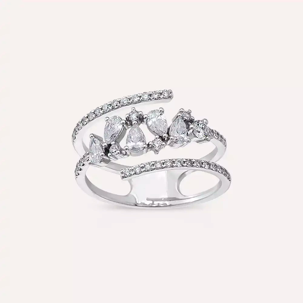 Frost 0.73 CT Pear Cut Diamond White Gold Ring