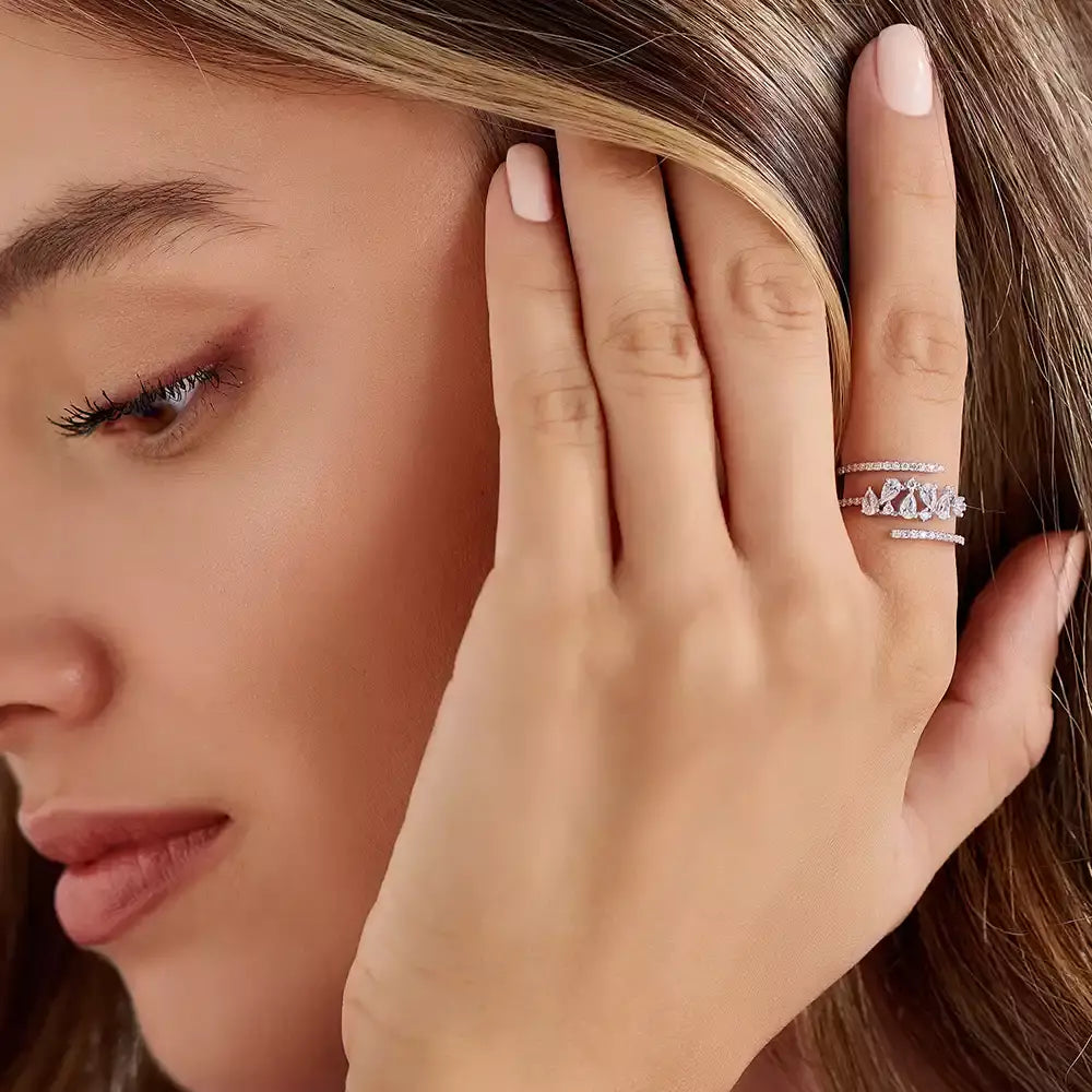 Frost 0.73 CT Pear Cut Diamond White Gold Ring