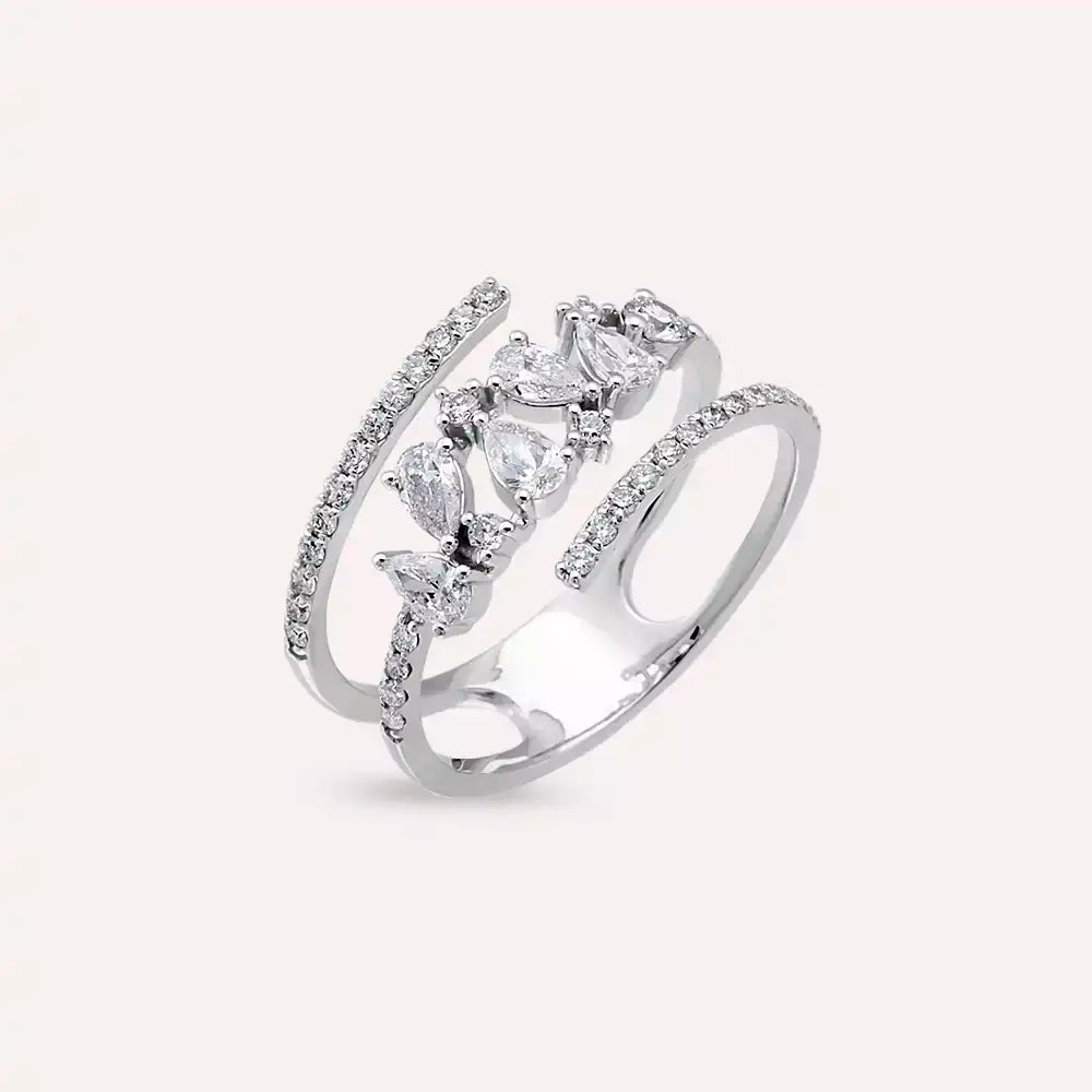 Frost 0.73 CT Pear Cut Diamond White Gold Ring