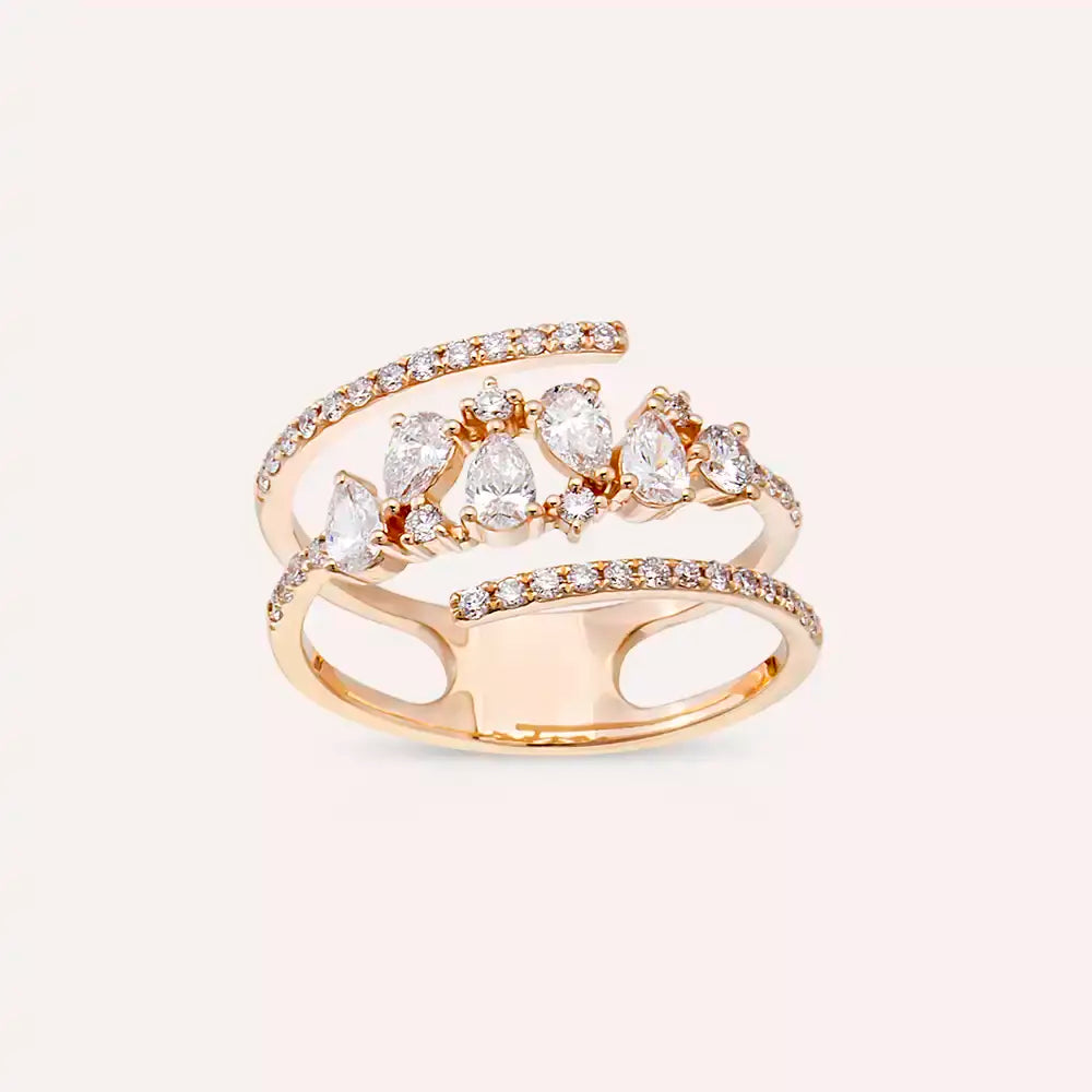 Frost 0.79 CT Pear Cut Diamond Rose Gold Ring