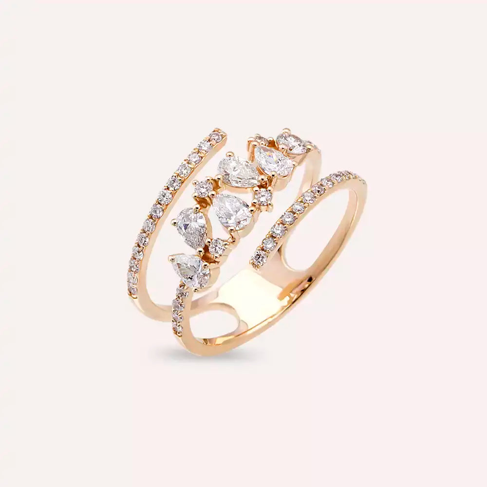 Frost 0.79 CT Pear Cut Diamond Rose Gold Ring