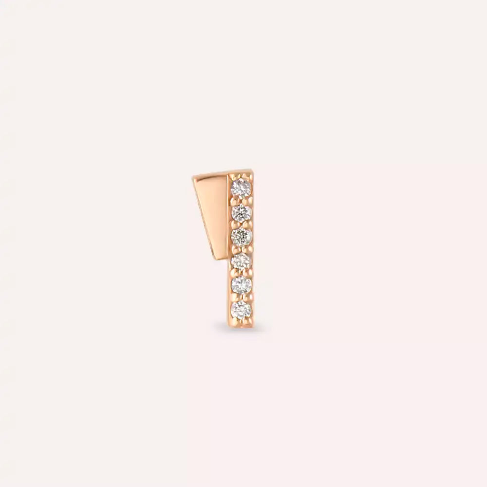 Pillar Pırlanta Taşlı Rose Altın Piercing