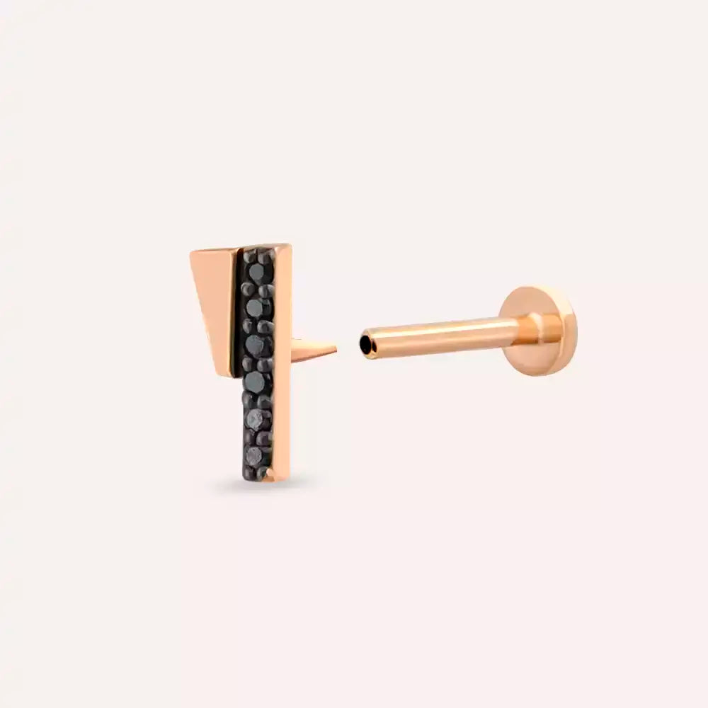 Pillar Black Diamond Rose Gold Piercing