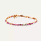 Pink Safir ve Pırlanta Taşlı Rose Altın Suyolu Bileklik