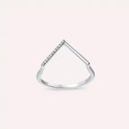 Diamond White Gold Minimal V Ring