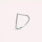 Diamond White Gold Minimal V Ring