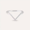 White Gold Minimal V-Ring with Diamond