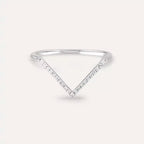 White Gold Minimal V-Ring with Diamond