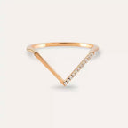 Rose Gold Minimal V Ring with Diamond