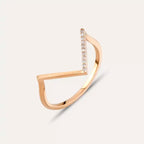 Rose Gold Minimal V Ring with Diamond