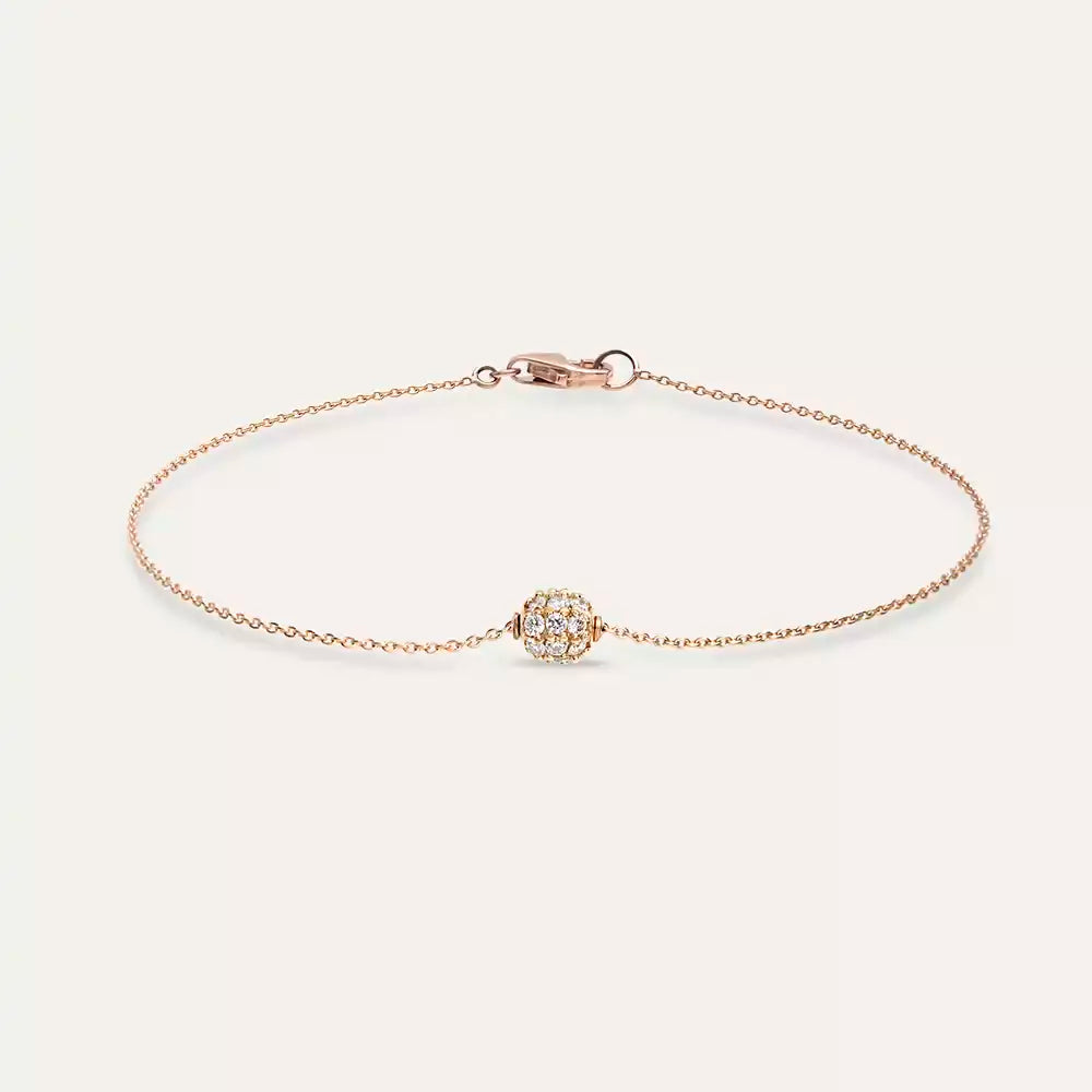 Diamond Rose Gold Ball Bracelet