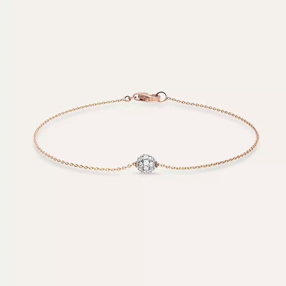 Diamond Rose and White Gold Ball Bracelet