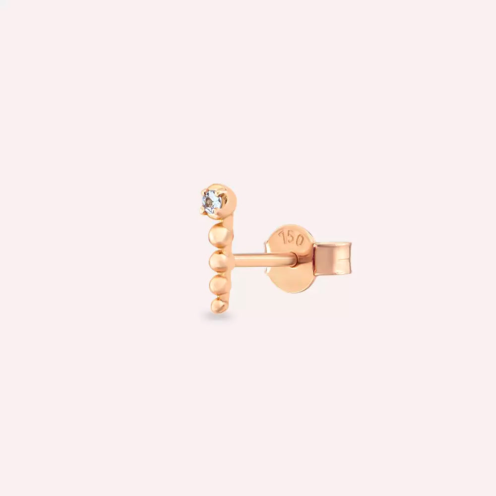 Spot Light Blue Sapphire Rose Gold Single Earring