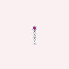White Gold Single Earring with Pink Sapphire Stone