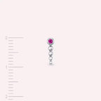 White Gold Single Earring with Pink Sapphire Stone