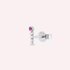 White Gold Single Earring with Pink Sapphire Stone
