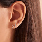 White Gold Single Earring with Pink Sapphire Stone