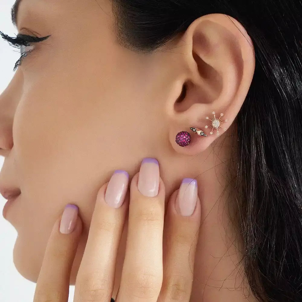 Peak Black Diamond Rose Gold Single Earring