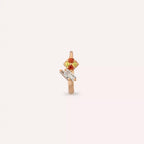 Pretty Yellow, Orange Safir ve Pırlanta Taşlı Halka Piercing