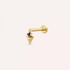 Prism Blue Safir Taşlı Sarı Altın Piercing