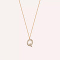 Q Harf 0.12 CT Pırlanta Taşlı Rose Altın Kolye