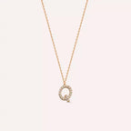 Q Harf 0.12 CT Pırlanta Taşlı Rose Altın Kolye